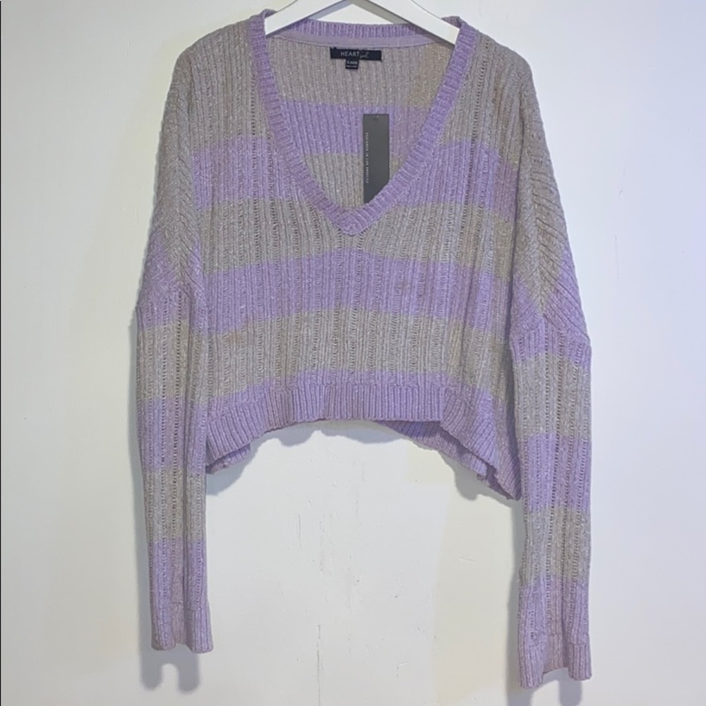 HeartSoul Purple & Gray Cropped Sweater